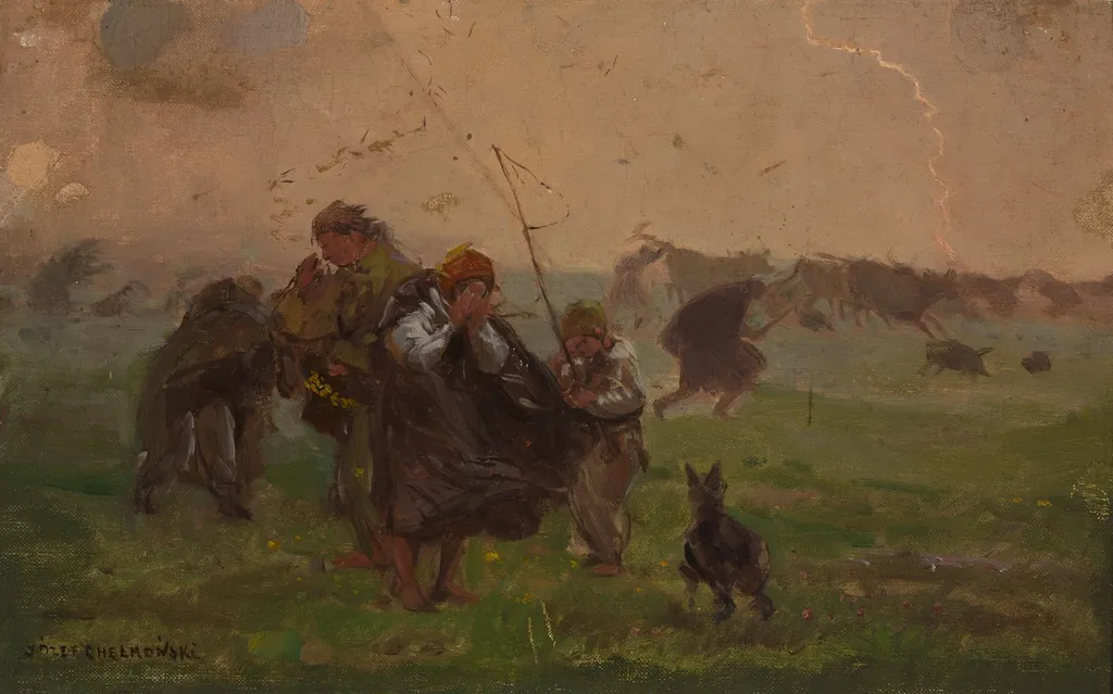Before the storm, sketch for the painting “Storm”, by Józef Chełmoński, oil, 1898