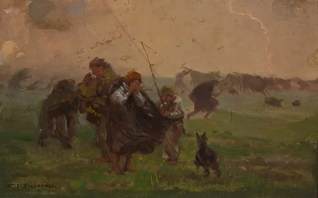 Before the storm, sketch for the painting “Storm”, by Józef Chełmoński, 1898