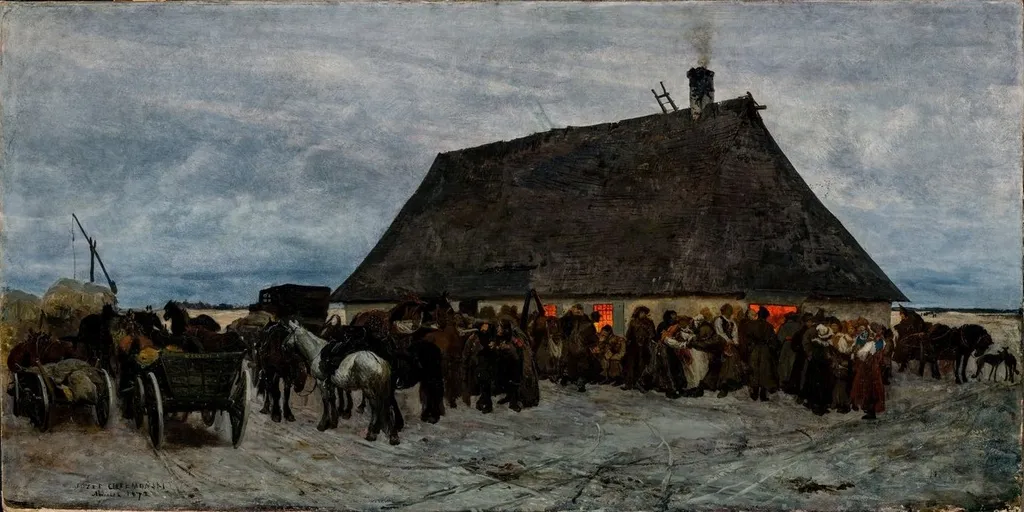 In Front of the Inn, by Józef Chełmoński, oil, 1872