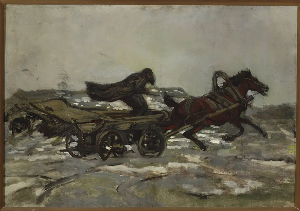 Rushing cart driven by a Jew, by Józef Chełmoński, oil, 1892