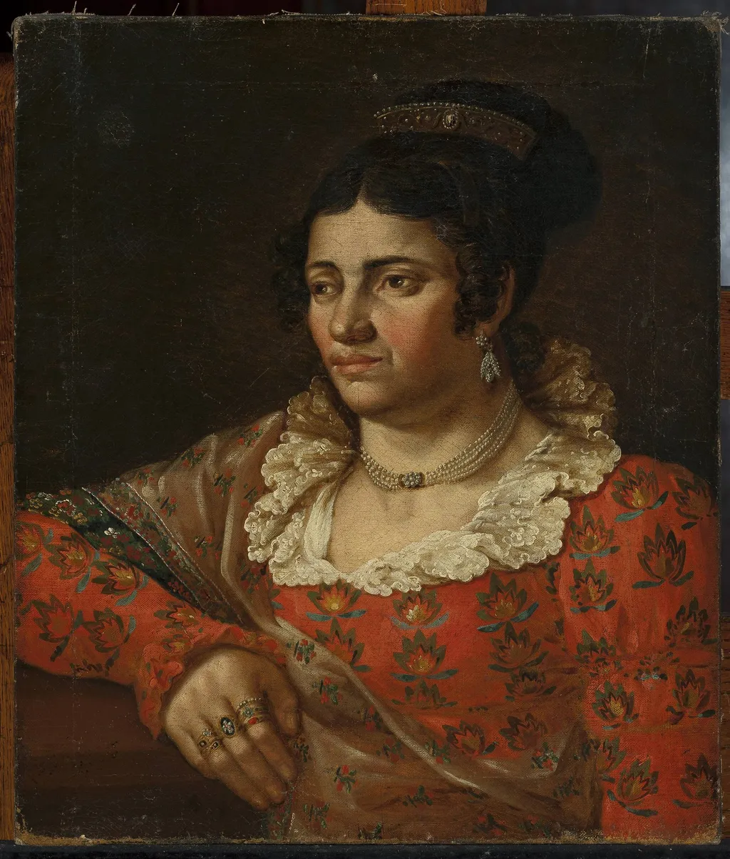 Portrait of Amelia Karolina Teleman, artist’s wife, by Józef Hilary Głowacki, oil, 1833