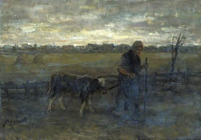 Bringing Home the Calf, by Jozef Israëls, oil, 1871