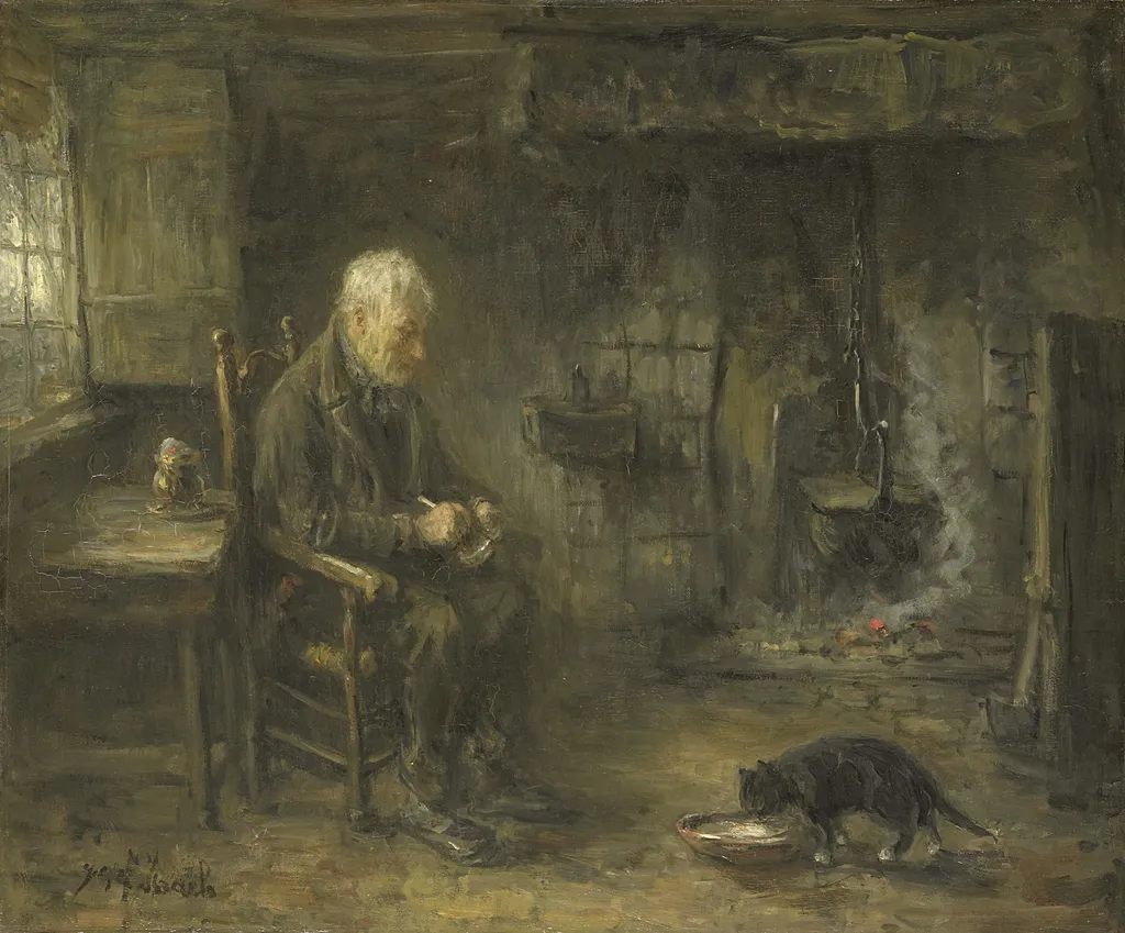 Interior of a Peasant Hut, by Jozef Israëls, oil, 1500