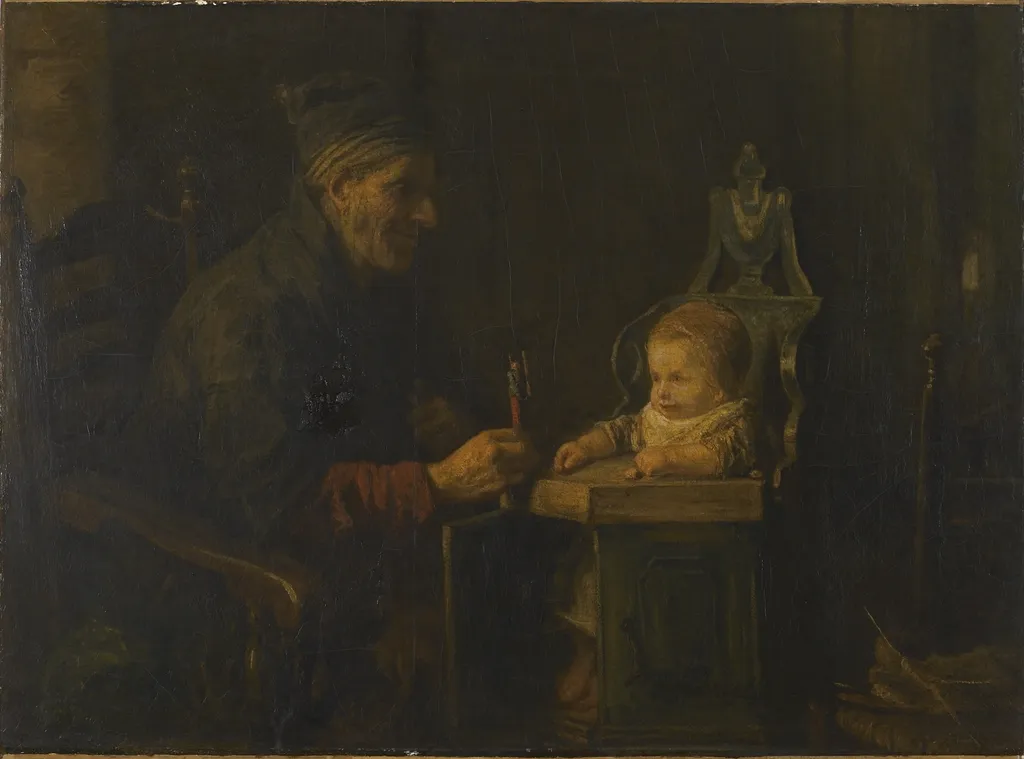 Old Man and Baby, by Jozef Israëls, oil, 1895