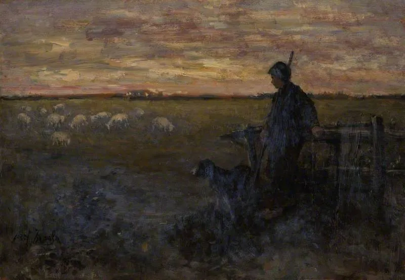 Watching the Flock, by Jozef Israëls, oil, 1865