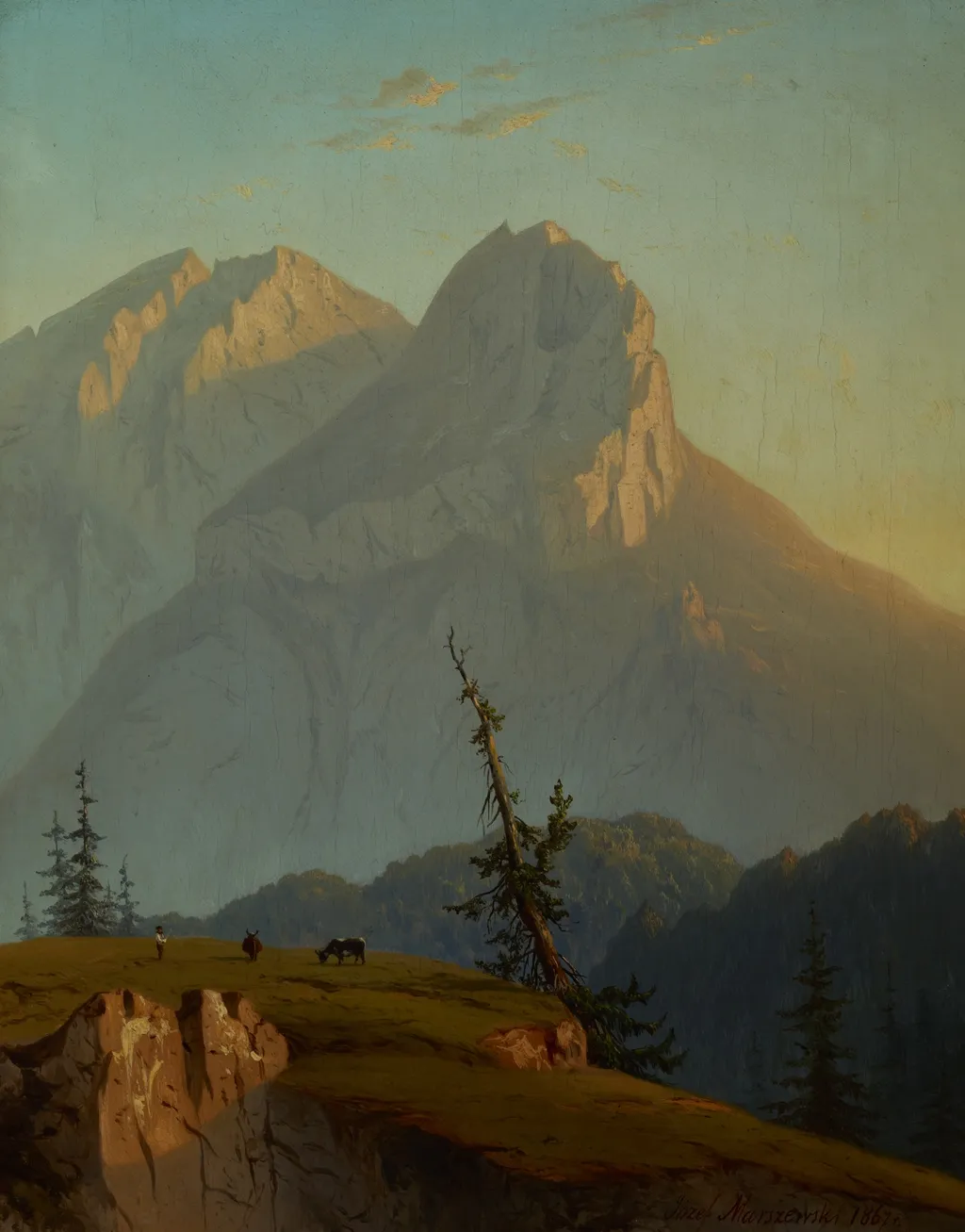 Mount Murań in the Tatra Mountains at Sunrise, by Józef Marszewski, oil, 1867