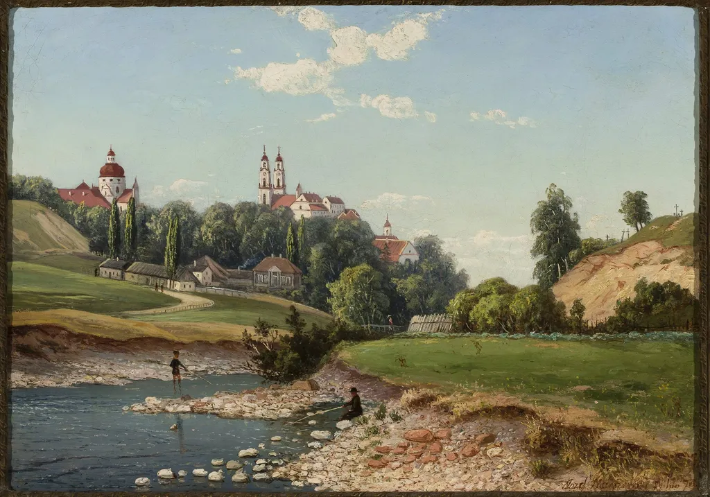 View of the church of Missionaries and Visitation Sisters in Vilnius, by Józef Marszewski, oil, 1870
