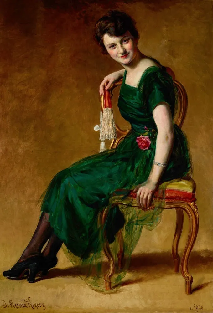 Portret kobiecy, by Józef Męcina-Krzesz, oil, 1920