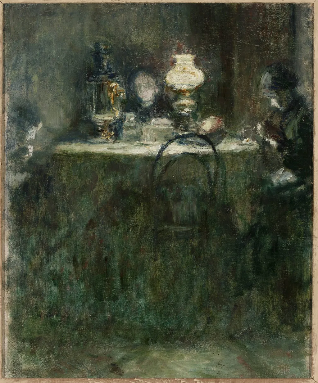 By the lamp, by Józef Pankiewicz, oil, 1897