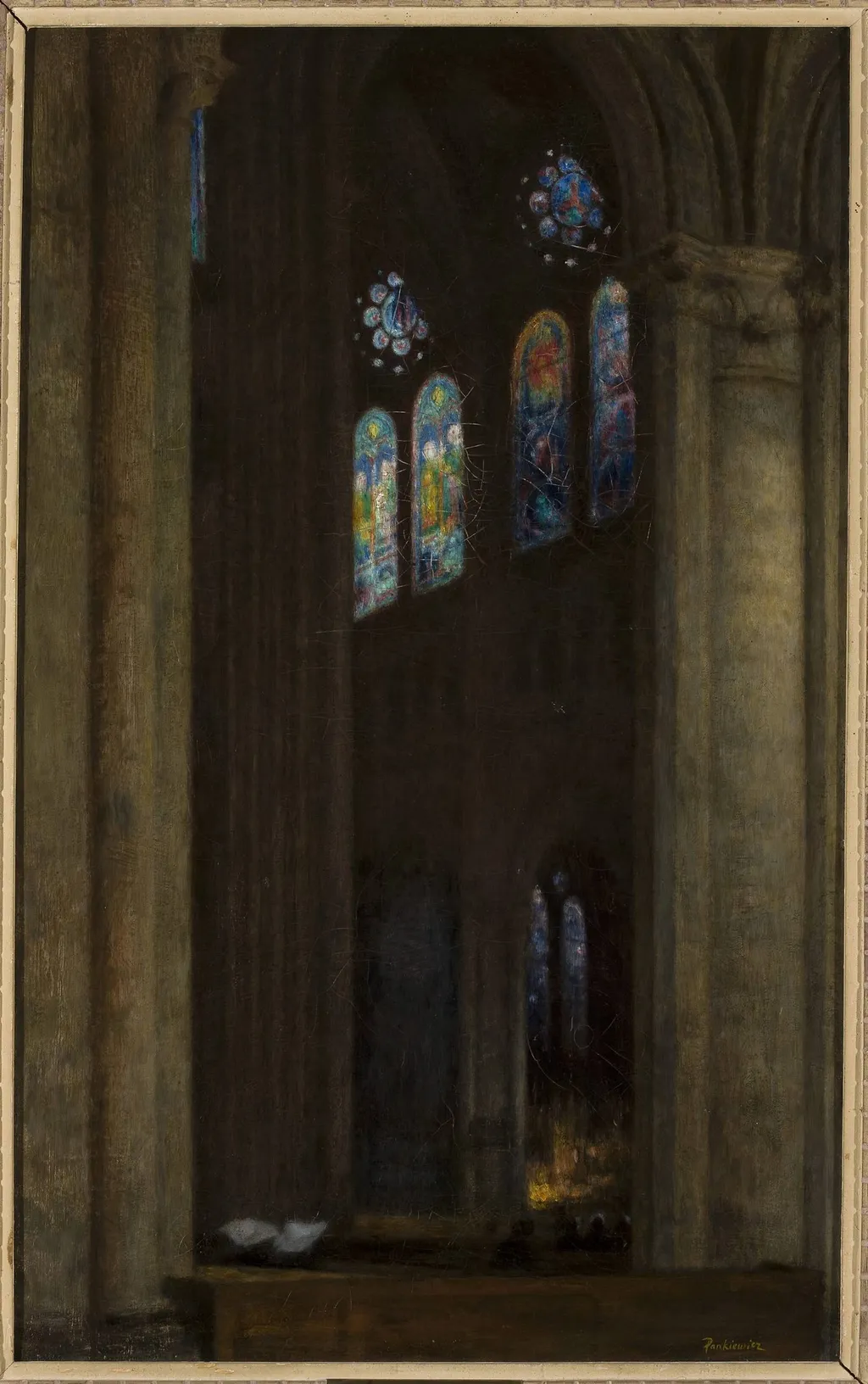 Interior of the cathedral in Chartres, by Józef Pankiewicz, oil, 1903
