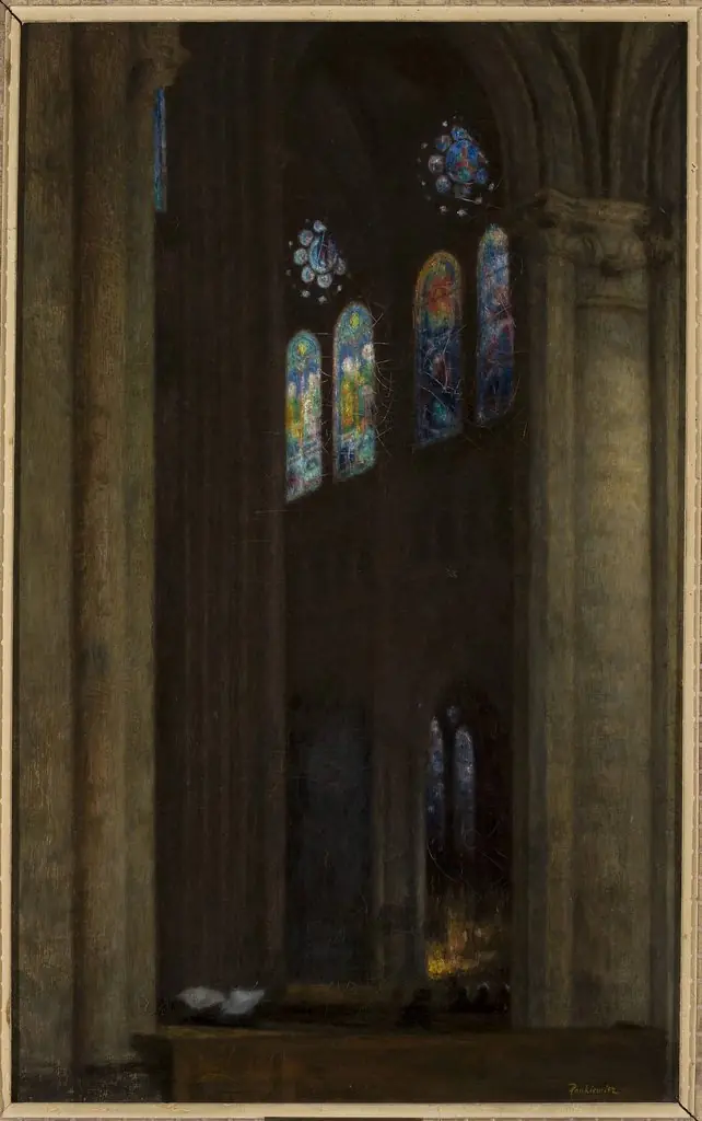 Interior of the cathedral in Chartres, by Józef Pankiewicz