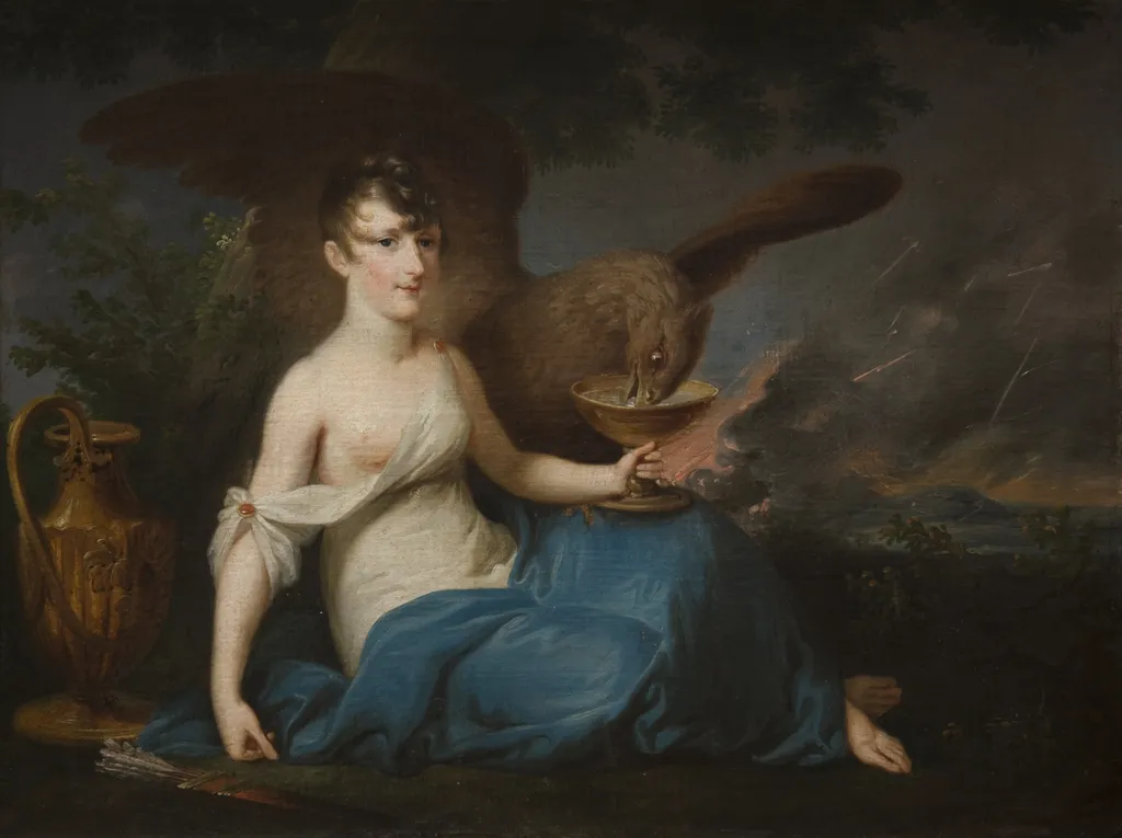 Portrait of Teofila Radziwiłł as Hebe, by Józef Peszka, oil, 1809