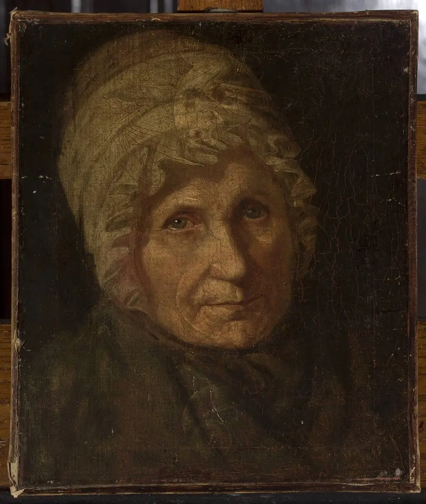 Portrait of a woman in a cap, by Józef Polkowski