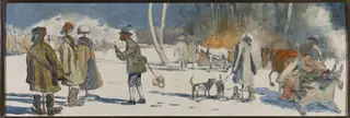 Caricature of the painting by Julian Fałat, by Józef Ryszkiewicz