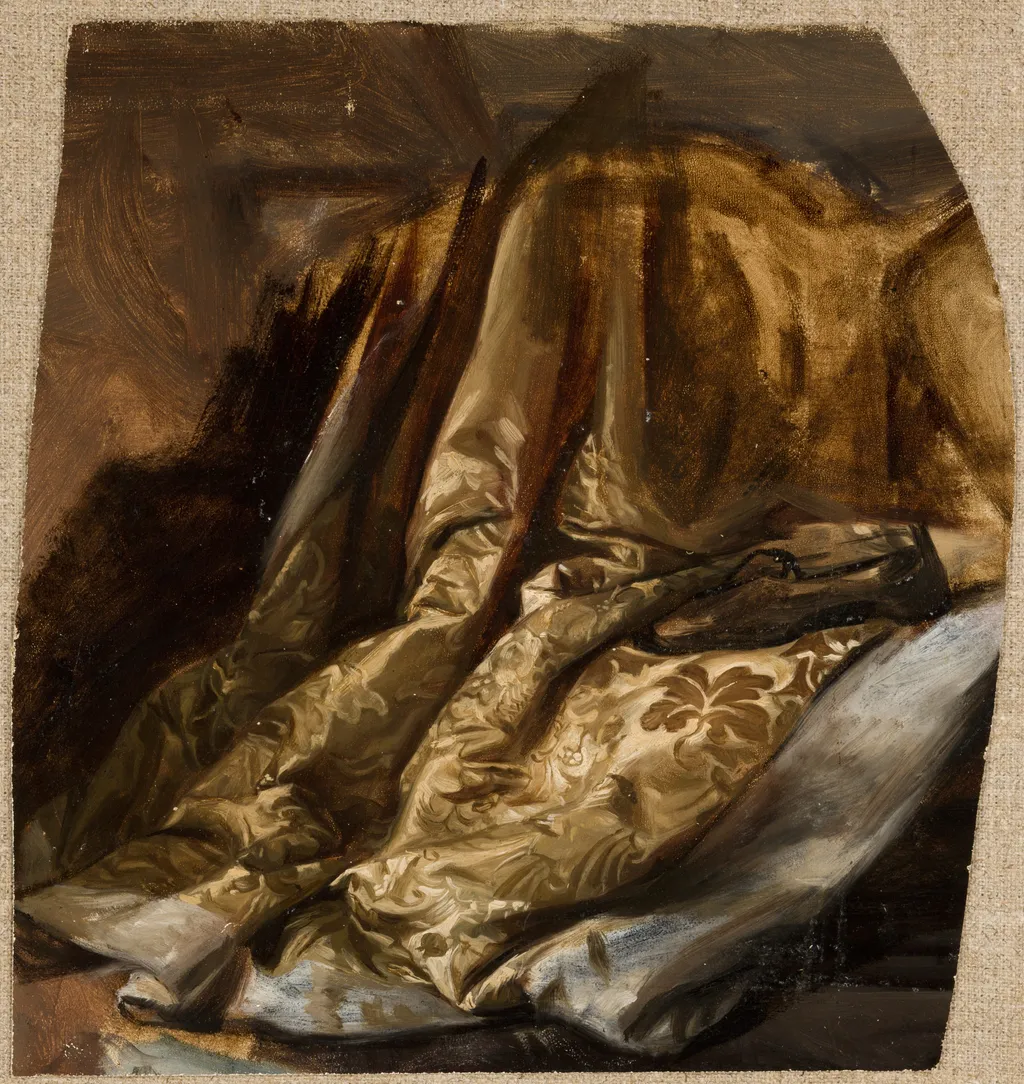 Fragment of the Cover of Quinn's Bed. Study to the Painting "The Death of Barbara Radziwiłł", by Józef Simmler, oil, 1855