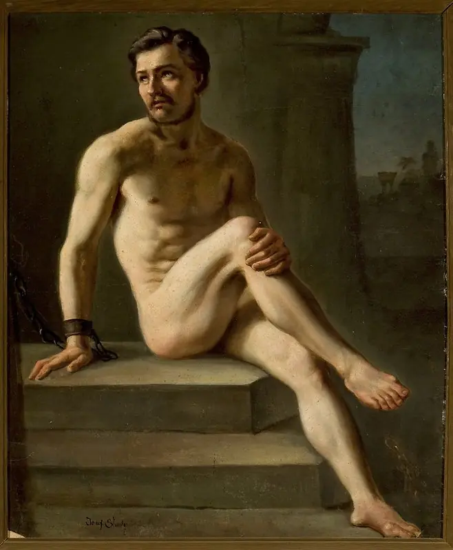 Male nude study, by Józef Simmler