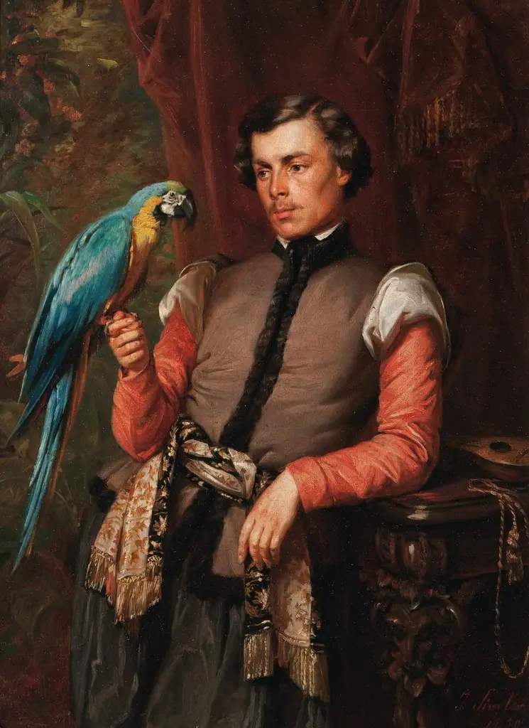 Nobleman with a Parrot, by Józef Simmler
