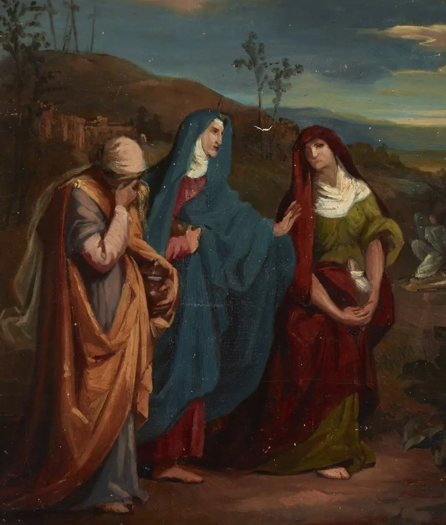 Sketch to the Painting "Three Marys Walking to Christ's Tomb ", by Józef Simmler