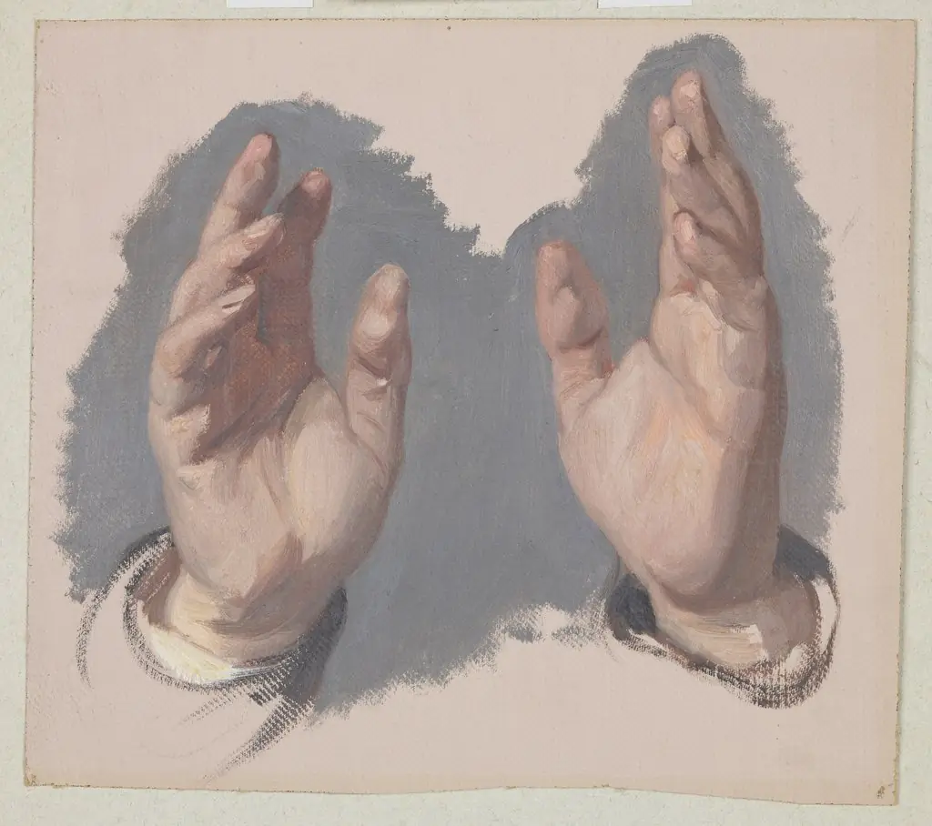 Study (I) of Both Hands of the Bishop to the Painting "The Oath of Queen Jadwiga", by Józef Simmler
