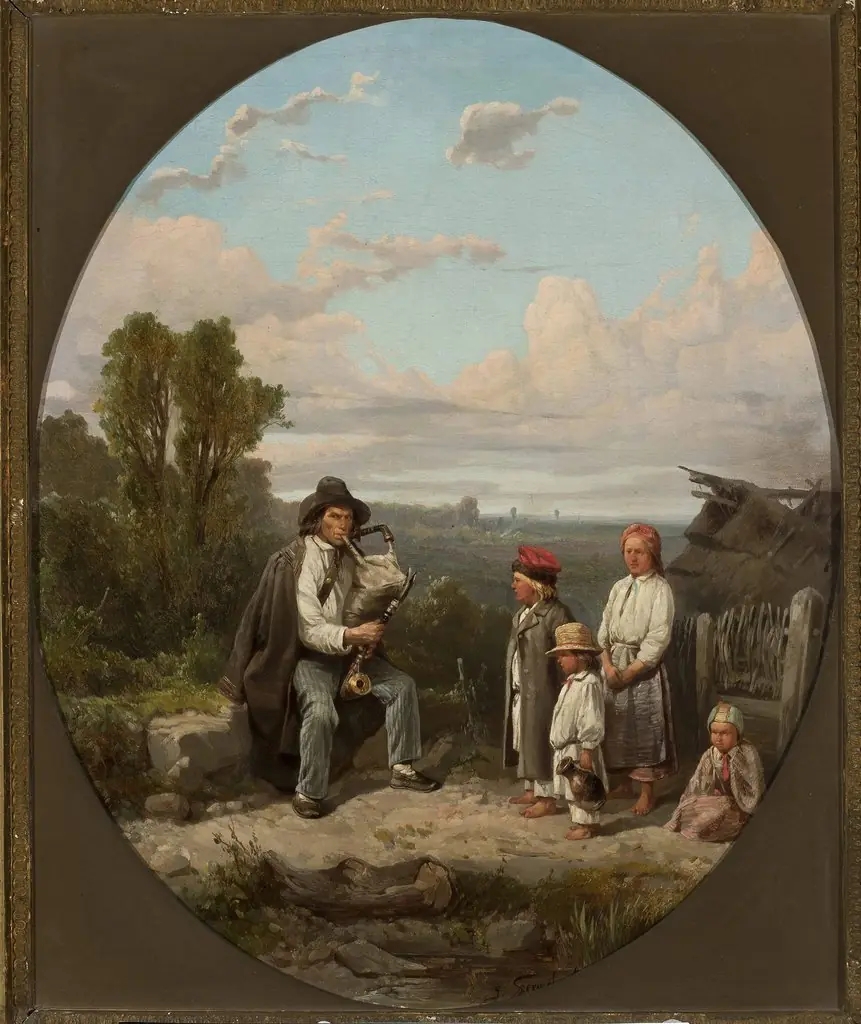 Bagpipe player, by Józef Szermentowski