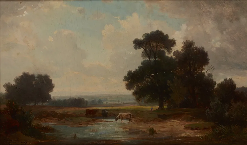 Landscape with Cows at a Watering-Place, by Józef Szermentowski, unspecified, 1864
