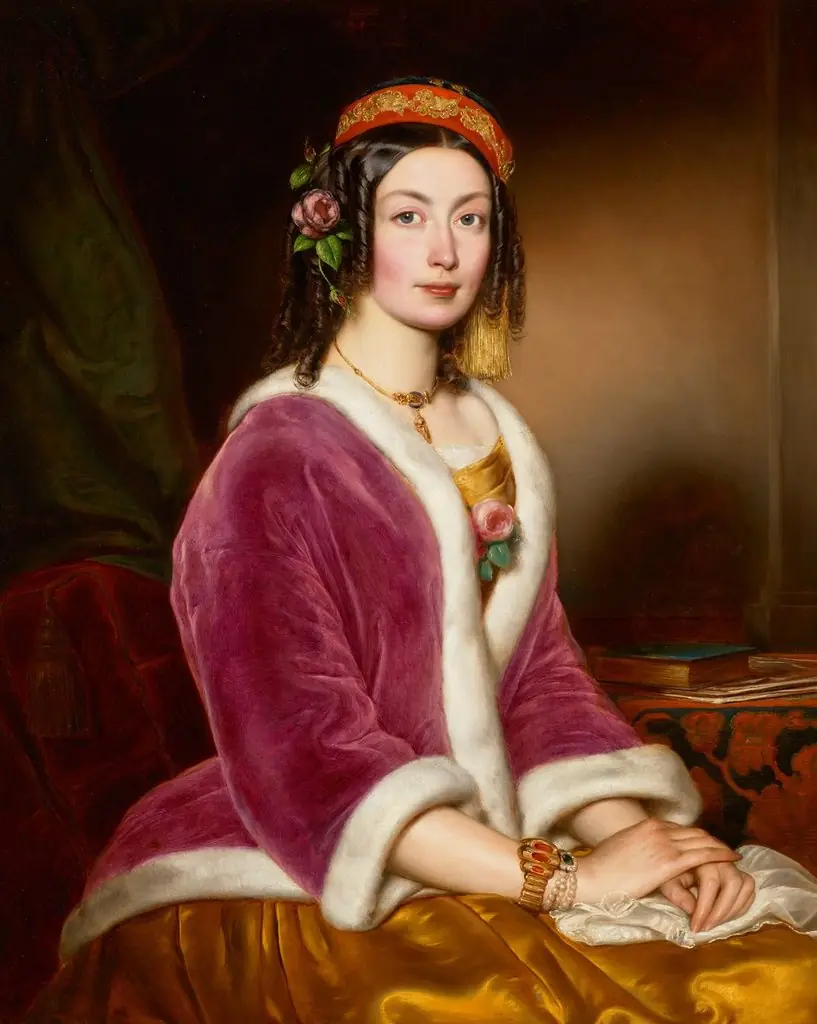 Portrait of a Woman in  Velvet Pelisse, by József Borsos