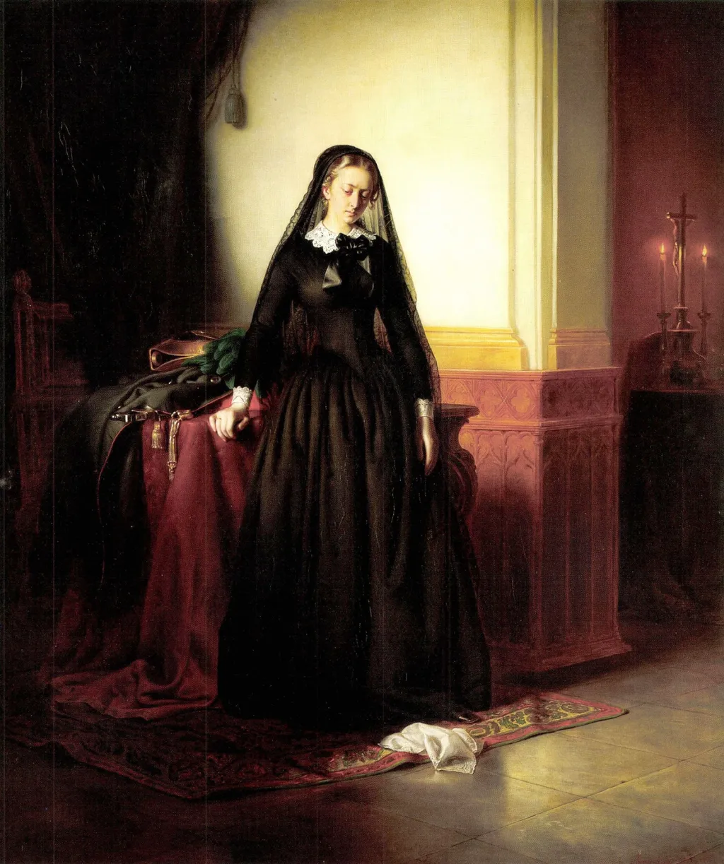 The Widow, by József Borsos, oil, 1853