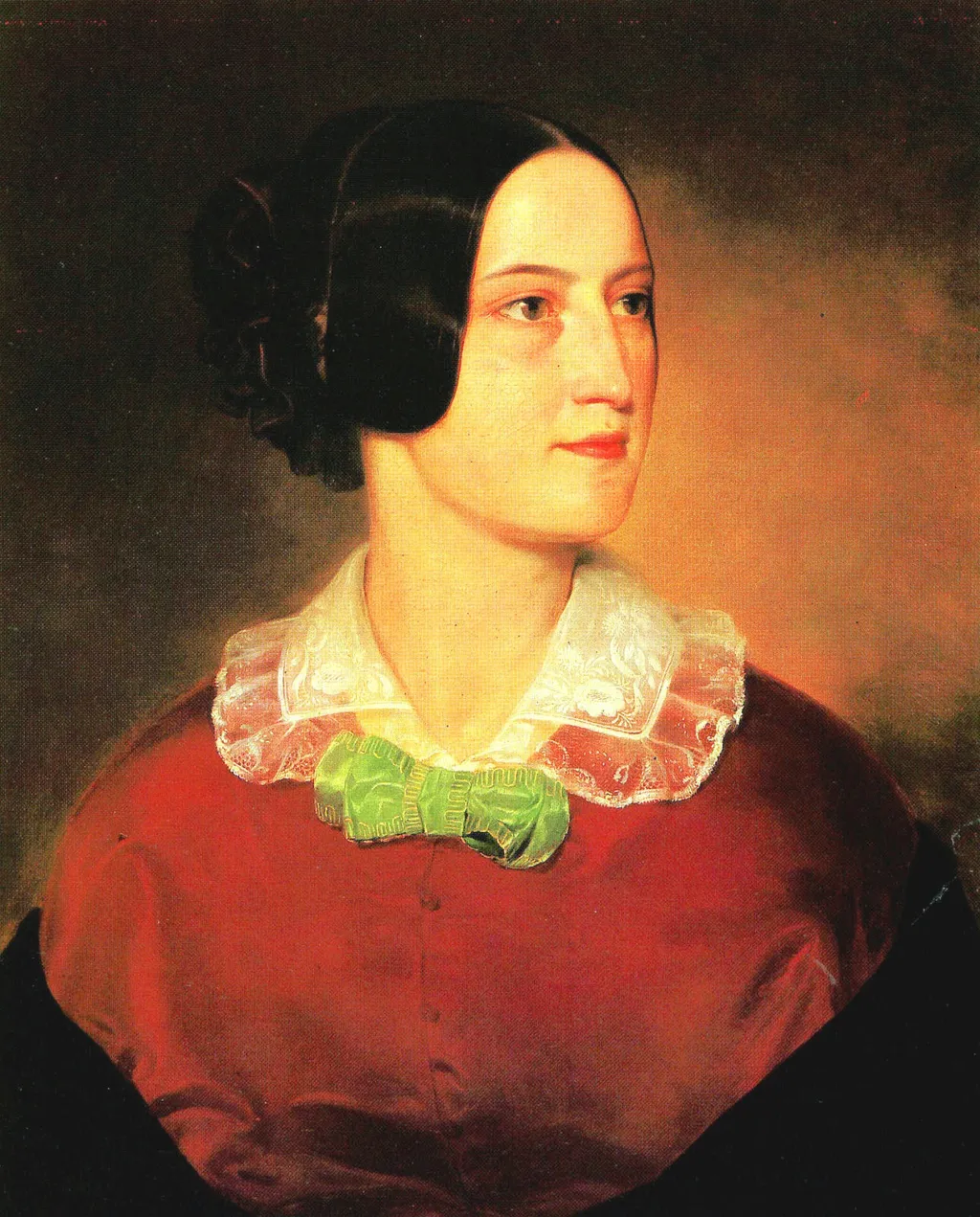 Woman with Lace Collar, by József Borsos, oil, 1850