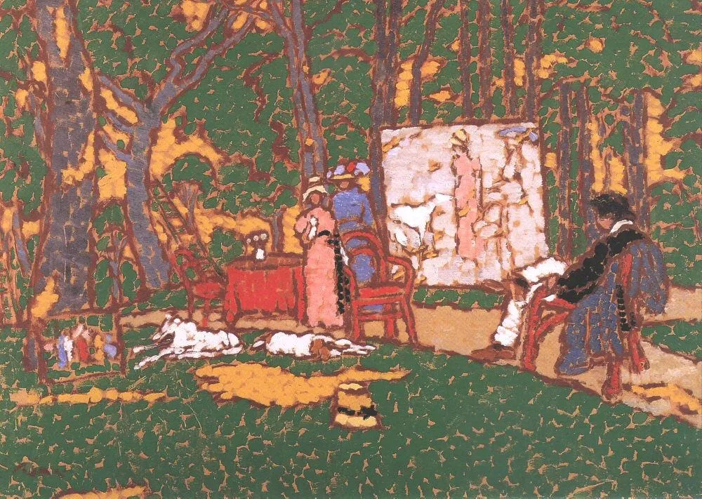 I am Painting Lazarine and Anella in the Park, Hepi and the Others are Hot, by József Rippl-Rónai, unspecified, 1910