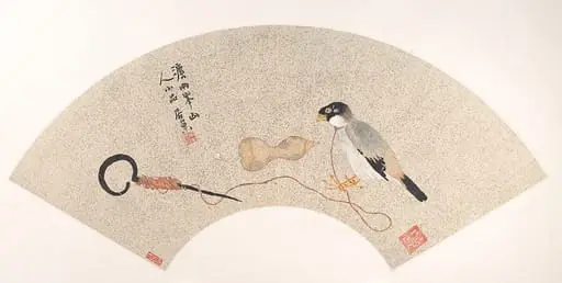 清  居巢  鳥圖  扇面|Bird, by Ju Chao, 1856