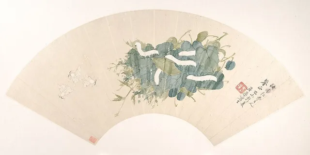 清 居巢 蠶蛾 扇面|Silkworm