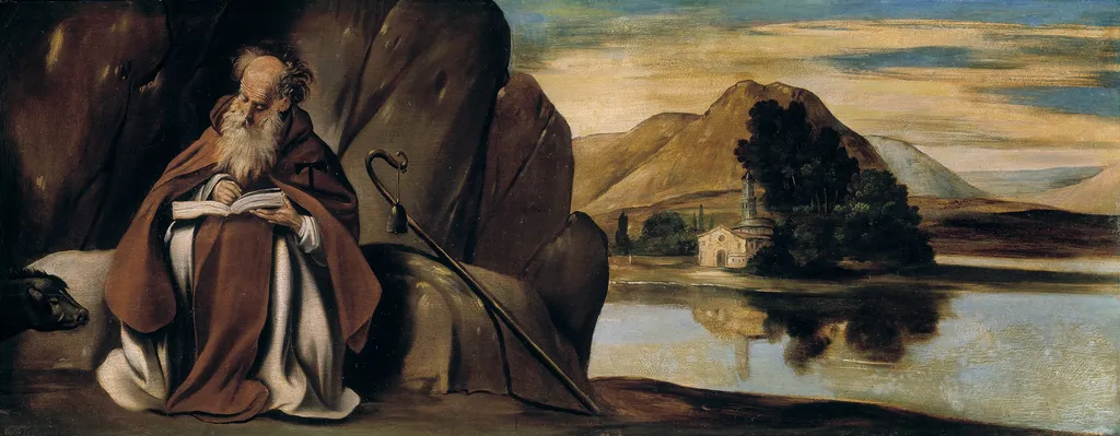 Saint Anthony Abbot in a Landscape, by Juan Bautista Maíno, oil, 1612