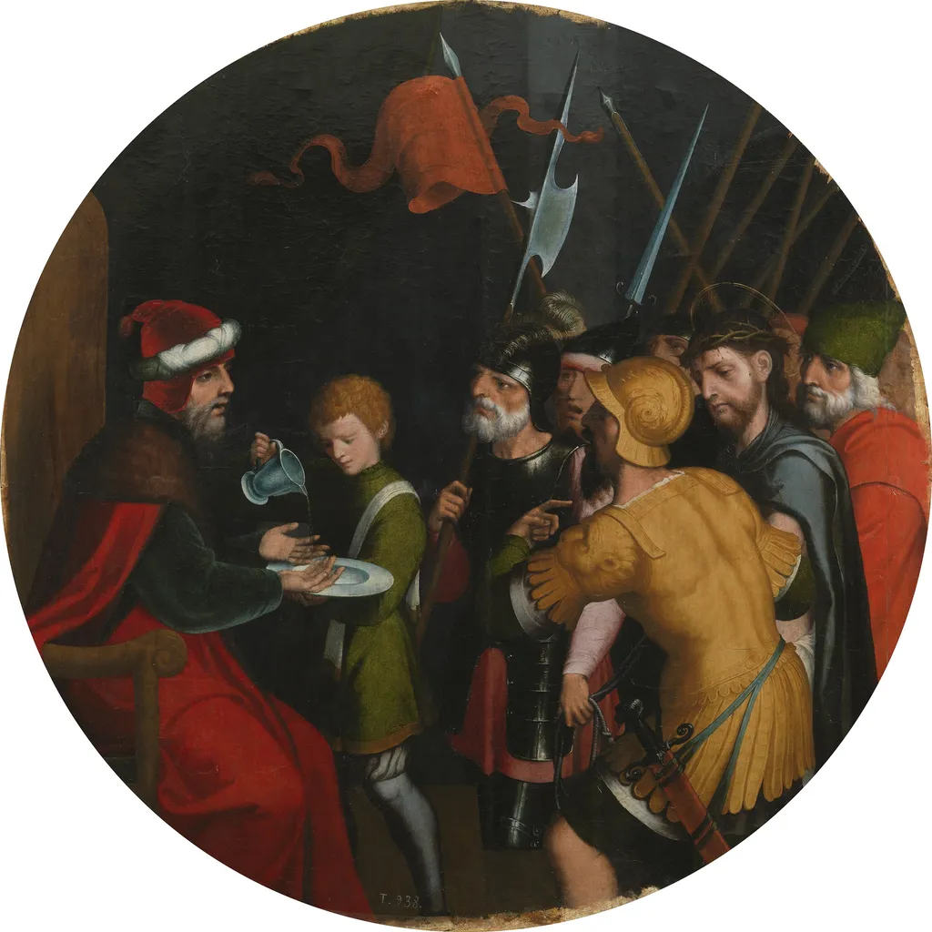 Pilatos lavándose las manos, by Juan Correa de Vivar, tempera, 1540