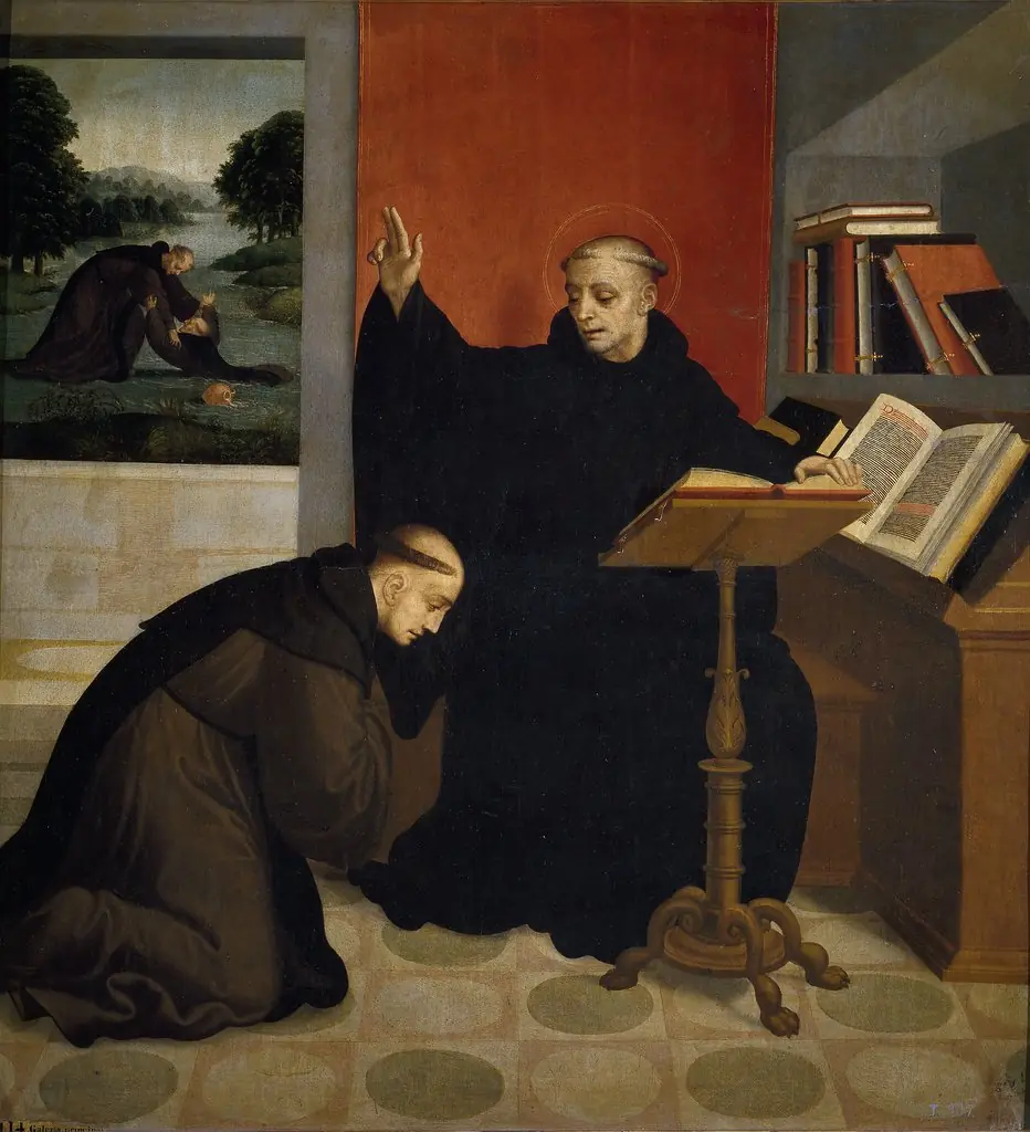 San Benito bendiciendo a San Mauro, by Juan Correa de Vivar