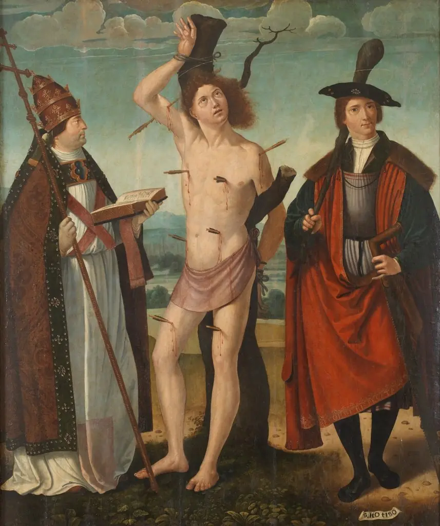 Saints Gregory, Sebastian and Thyrsus, by Juan de Borgoña the Younger, 1501
