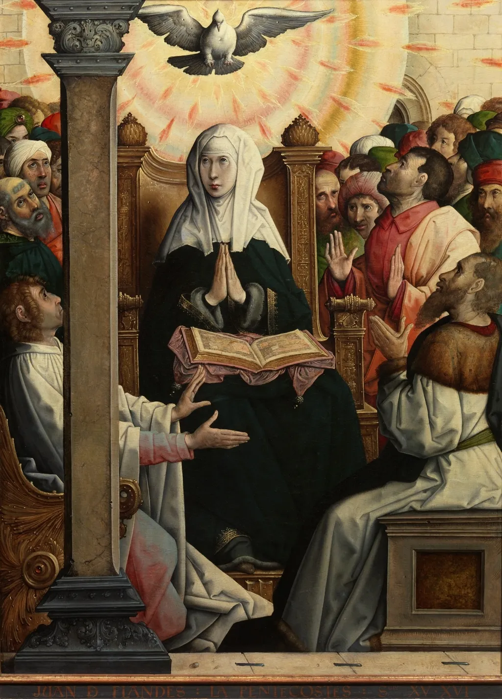 Pentecost, by Juan de Flandes, oil, 1514