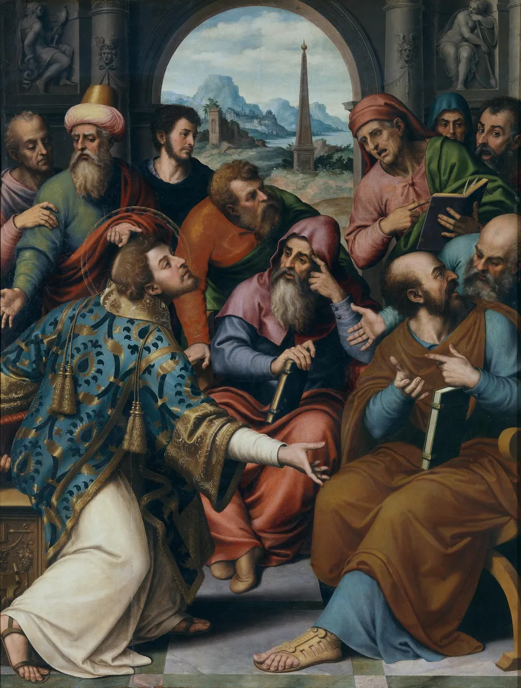 Saint Stephen in the Synagogue, by Juan de Juanes, oil, 1555