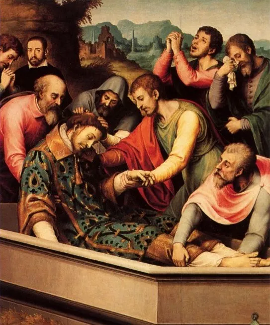 The Burial of Saint Stephen, by Juan de Juanes, oil, 1550