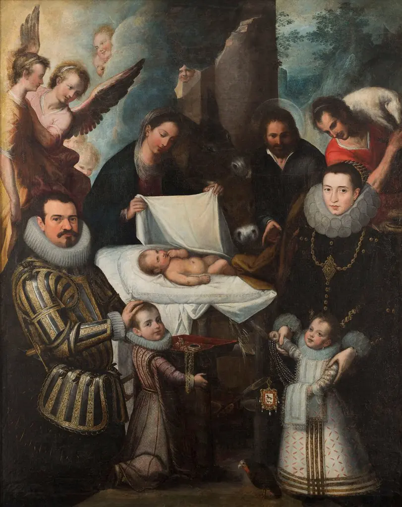 Adoration of Christ with the Ayala family, by Juan de las Roelas