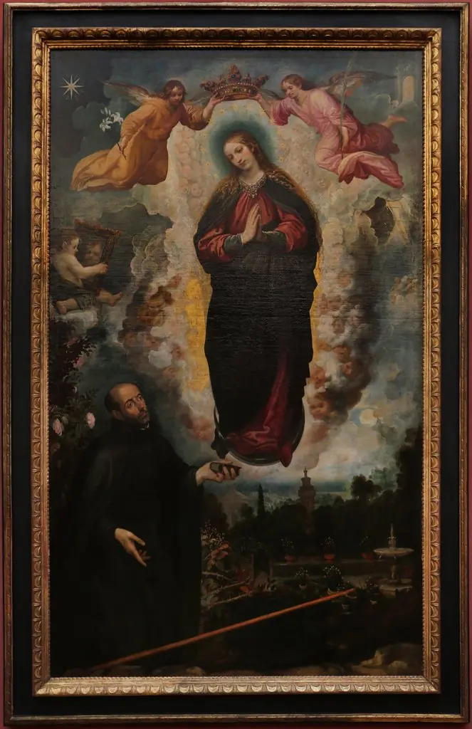 Mary of the Immaculate Conception, venerated by the donor Father Fernando de Mata (ca. 1554-1612), by Juan de las Roelas