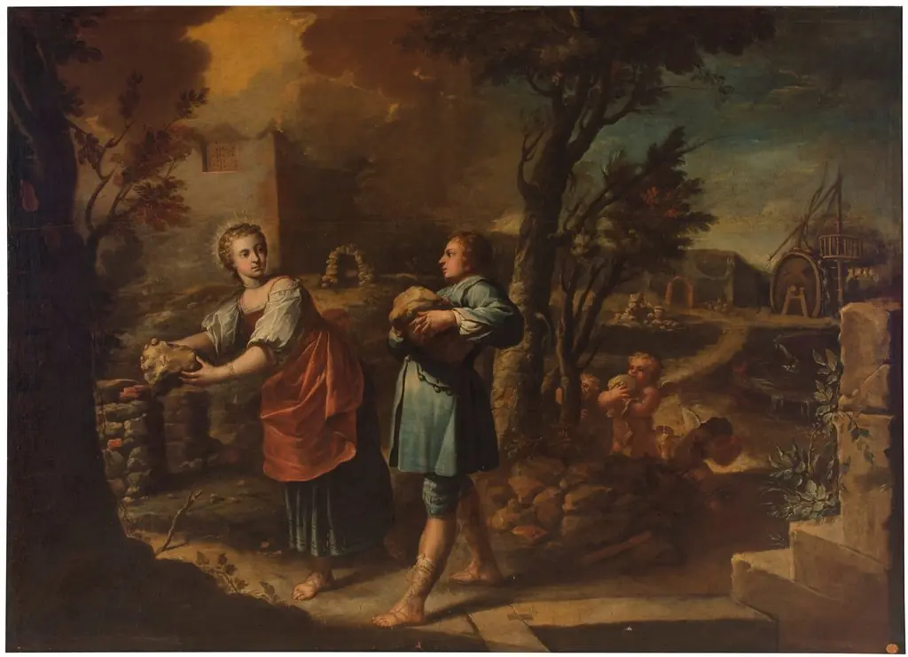Santa Teresa y su hermano don Rodrigo intentando construir ermitas, by Juan García de Miranda