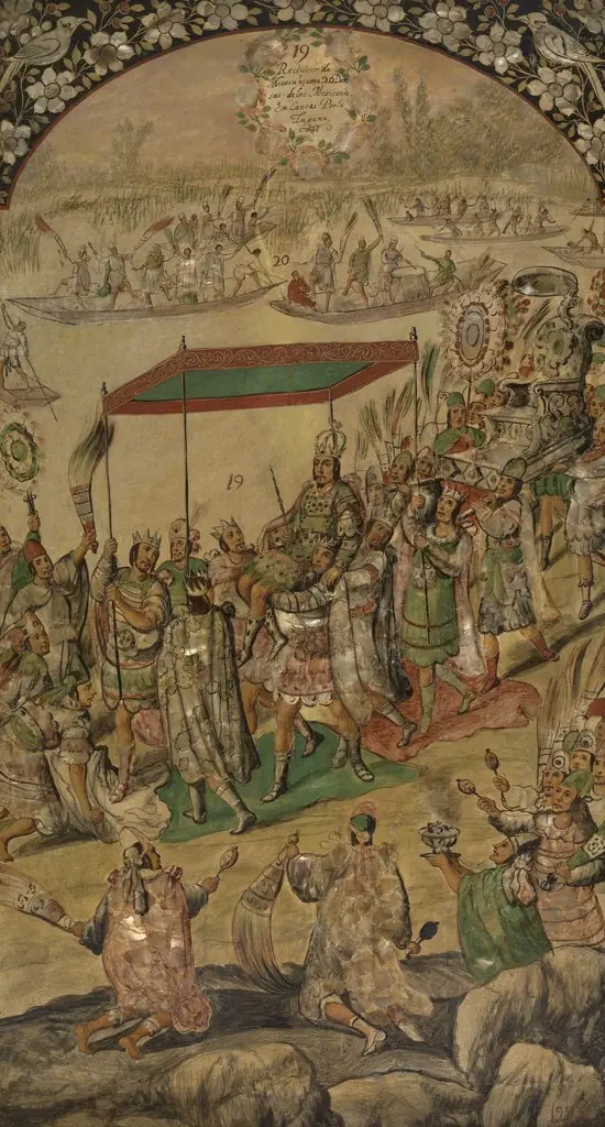 Conquest of Mexico. Reception of Moctezuma