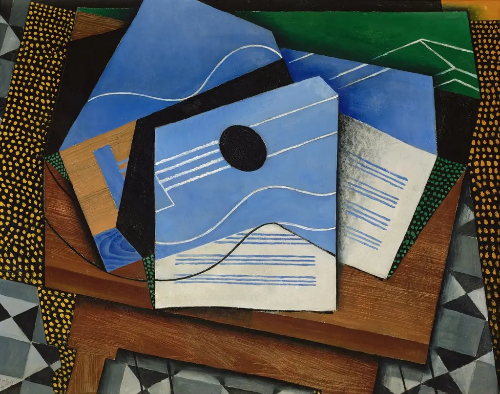 Guitar on a table, by Juan Gris, 1915
