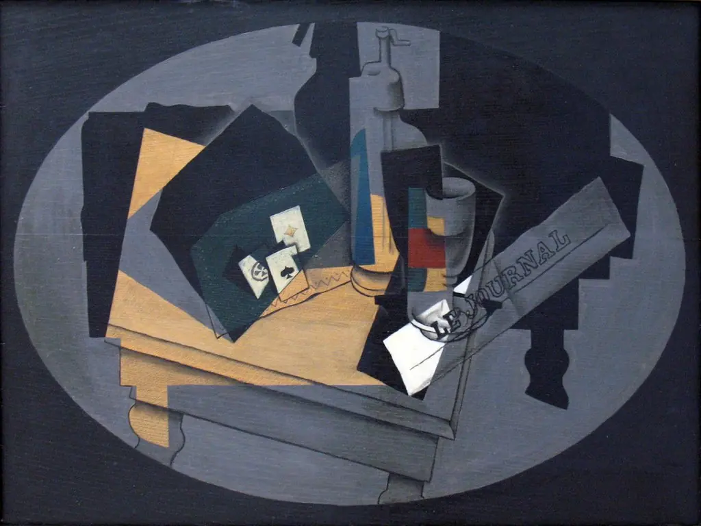 Playing cards and sifon, by Juan Gris
