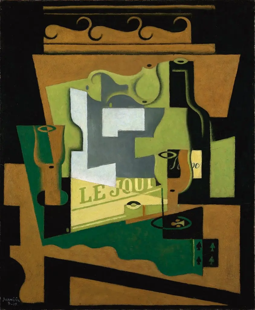 Still life with a bottle of Bordeaux, by Juan Gris