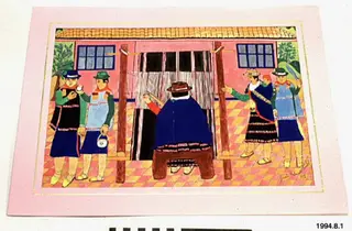 painting, by Juan Yalanda, guambiano Tombé