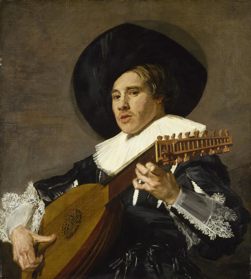 The Lute Player (facing left), by Judith Leyster, oil, 1630
