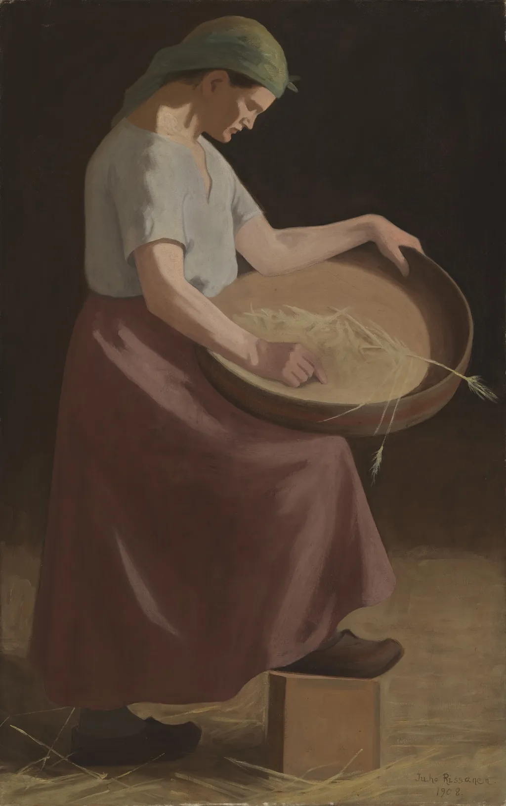 Sifting Grain, by Juho Rissanen, oil, 1908