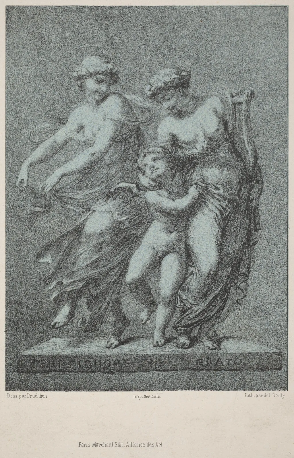 Apollo and the Muses, by Jules Boilly, ink, 1851