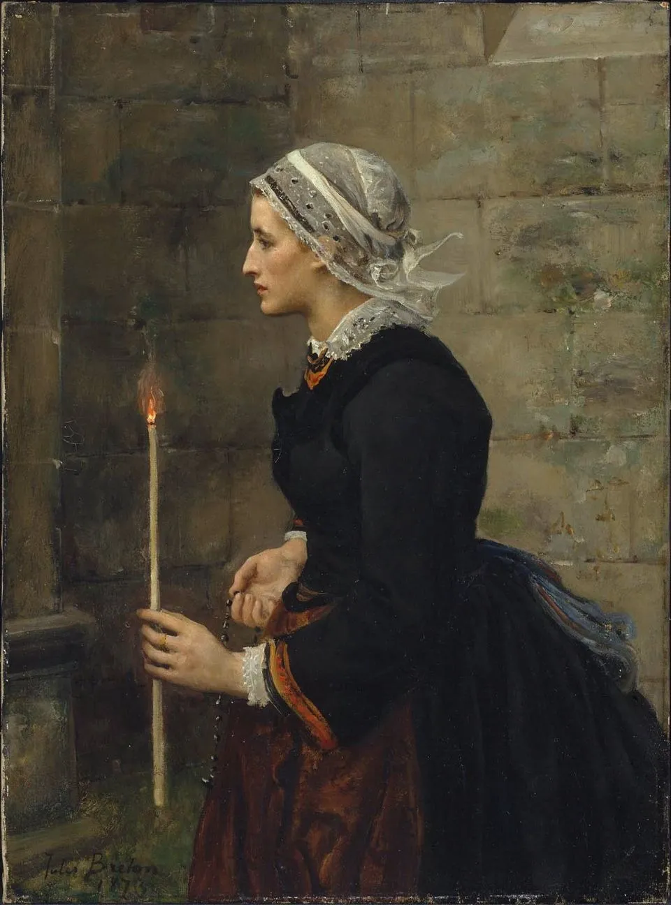 Woman with a Taper, by Jules Breton, oil, 1873